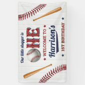 ボーイズ野球1歳の誕生日へようこそ 横断幕 (縦)