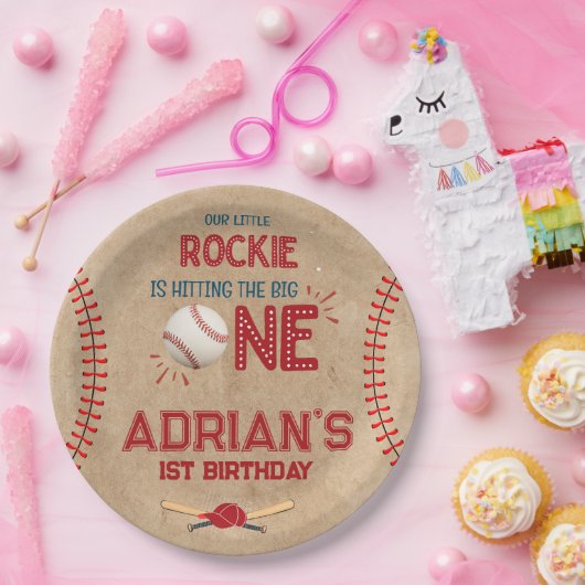 ボーイズ野球1歳の誕生日 ペーパープレート (パーティー)