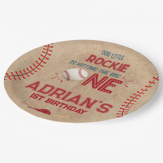 ボーイズ野球1歳の誕生日 ペーパープレート (アングル)