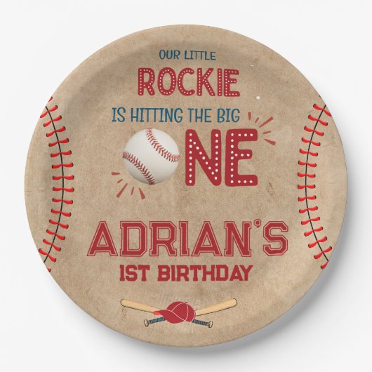 ボーイズ野球1歳の誕生日 ペーパープレート (正面)