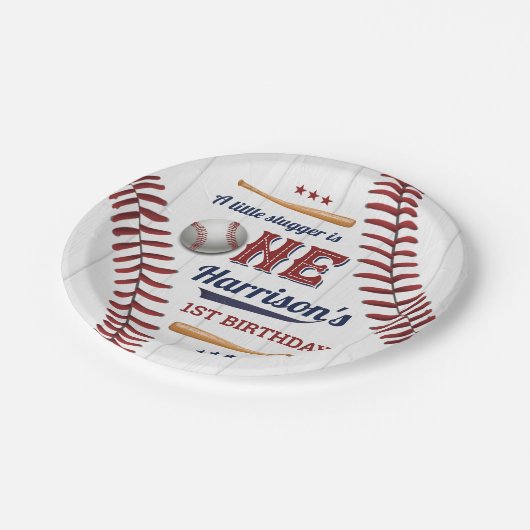 ボーイズ野球1歳の誕生日 ペーパープレート (アングル)