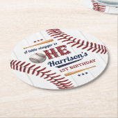ボーイズ野球1歳の誕生日 ラウンドペーパーコースター (アングル)