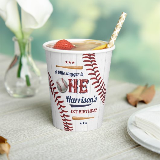 ボーイズ野球1歳の誕生日 紙コップ (インサイチュ)