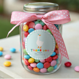 ボーイズ間抜けグースファースト誕生日ギンガムフェイブ ラウンドシール