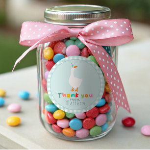 ボーイズ間抜けグースファースト誕生日ギンガムフェイブ ラウンドシール