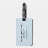 ボーイズ青い水彩恐竜と名前キッズ ラゲッジタグ (裏面縦)