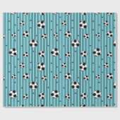 ボーイズ青い白いストライプサッカーファン ラッピングペーパー (フラット)