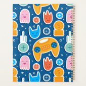 ボーイズ青のビデオゲームのシームレスなパターン プランナー手帳 (裏面)