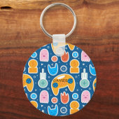 ボーイズ青のビデオゲームコントローラパターン キーホルダー (正面)