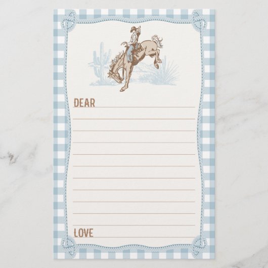 ボーイズ青のプレイドカウボーイ1stロデオタイムカプセル 便箋 (正面)