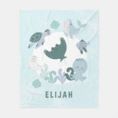 ボーイズ青の海の下に海動物キッズフリース フリースブランケット (正面)