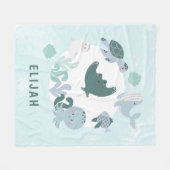 ボーイズ青の海の下に海動物キッズフリース フリースブランケット (正面(横))