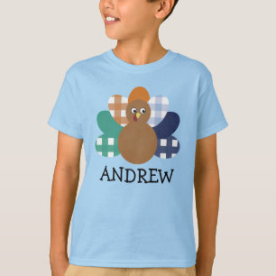 ボーイズ青少年の水の色の格子状トルコTシャツ Tシャツ