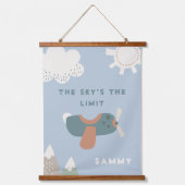 ボーイズ飛行機スカイの限界パーソナライズされた 吊り下げ型タペストリー (正面)