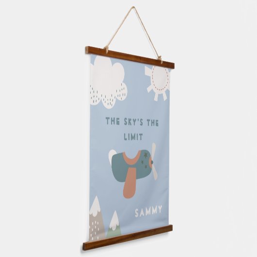 ボーイズ飛行機スカイの限界パーソナライズされた 吊り下げ型タペストリー (傾斜あり)