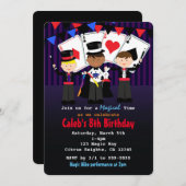 ボーイズ魔法ショーマジカルバースデーパーティ招待状 招待状 (正面/裏面)