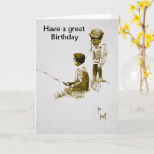 ボーイズ魚釣りハッピーバースデーカード カード (黄色い花)