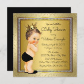 ボーイズ黒金ゴールド赤ちゃんシャワー 招待状 (正面/裏面)