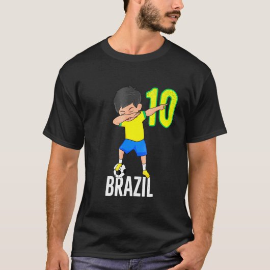 ボーイズ10ダビングダブのブラジルのサッカー Tシャツ (正面)