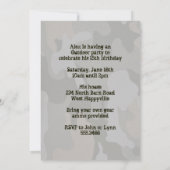 ボーイズ10代のアウトドア迷彩柄誕生日パーティー 招待状 (裏面)