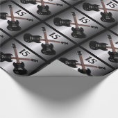 ボーイズ10代のエレキギターブラック誕生日ギフトラップ ラッピングペーパー (角)