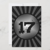 ボーイズ10代のブラックアンドグレーカスタム誕生日招待状 招待状 (正面)