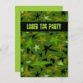 ボーイズ10代の誕生日迷彩柄スターズパーティー 招待状 (正面/裏面)