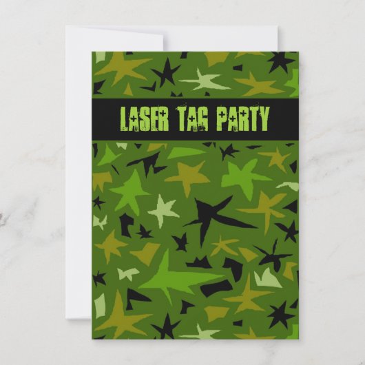 ボーイズ10代の誕生日迷彩柄スターズパーティー 招待状 (正面)