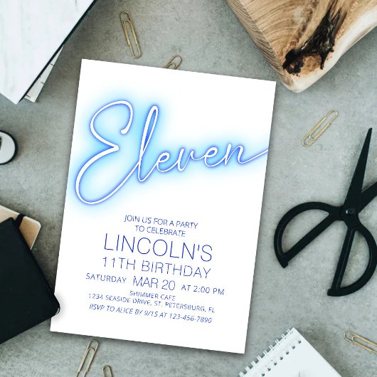 ボーイズ11thネオンプール誕生日 招待状