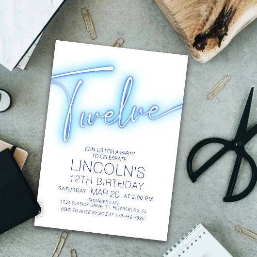 ボーイズ12thネオンプール誕生日 招待状