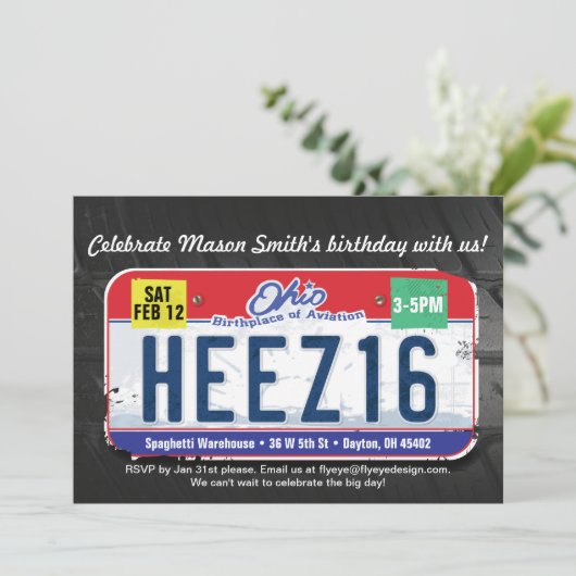 ボーイズ16誕生日オハイオ招待状 招待状 (スタンド正面)