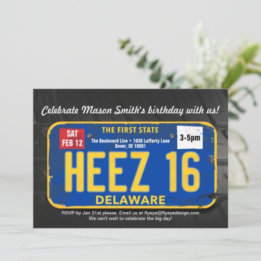ボーイズ16誕生日デラウェアライセンス招待状 招待状 (スタンド正面)