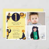 ボーイズ1stバースデーサーカスフォトパーティの招待状 招待状 (正面/裏面)