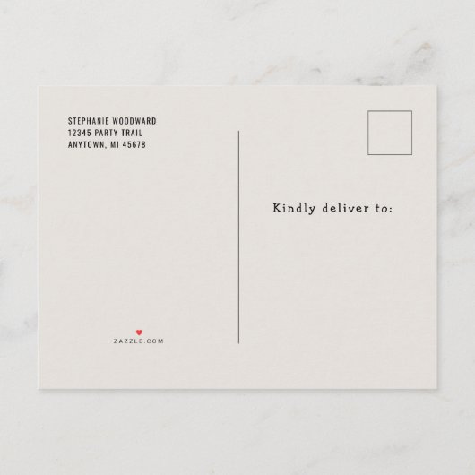 ボーイズ1stバースデーパーティーブルーベージュ色サファリ インビテーションポストカード (裏面)