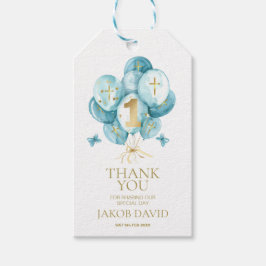 ボーイズ1thバースデーバプテスムサンキューユユーメッセージカード ギフトタグ