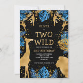 ボーイズ2ワイルドバースデーブルーブラックサファリ 招待状 (正面)