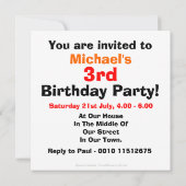 ボーイズ3歳のパーティーカスタム建築車 招待状 (裏面)