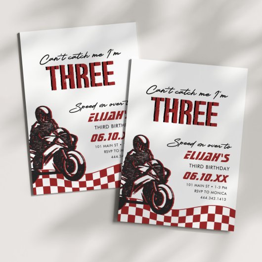 ボーイズ3rdモトクロスダートバイク誕生日 招待状