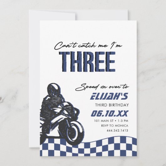 ボーイズ3rdモータークロスダートバイク誕生日 招待状 (正面)