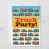 ボーイズ3rd誕生日建築トラックパーティー 招待状 (正面)