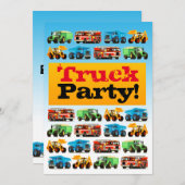 ボーイズ3rd誕生日建築トラックパーティー 招待状 (正面/裏面)