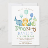 ボーイズ4thディノ誕生日パーティーへの招待 招待状 (正面)