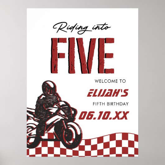 ボーイズ5thモトクロスダートバイク誕生日 ポスター (正面)