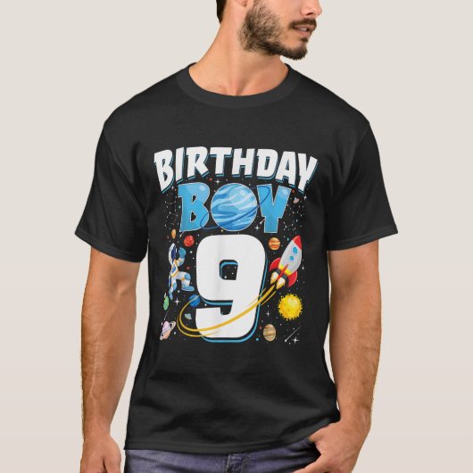 ボーイズ9誕生日宇宙飛行士宇宙惑星九年 Tシャツ (正面)