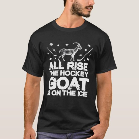 ボーイズ・アイスホッケーオールライズ・ホッケーヤギを氷に乗せる Tシャツ (正面)