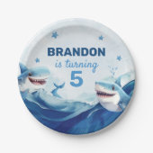 ボーイズ・アンダーザシーシャーク海第5誕生日 ペーパープレート (正面)