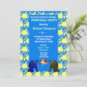 ボーイズ・イエロー&ブルー・ペイントボール誕生日パーティー 招待状 (スタンド正面)