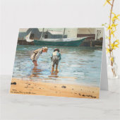 ボーイズ・ウォーディング(1873年)バイウィンスローホーマー カード (黄色い花)