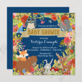 ボーイズ・ウッドランド・ベビーシャワー 招待状 (正面/裏面)