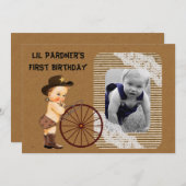 ボーイズ·カウボーイの初誕生日パーティーの招待 招待状 (正面/裏面)